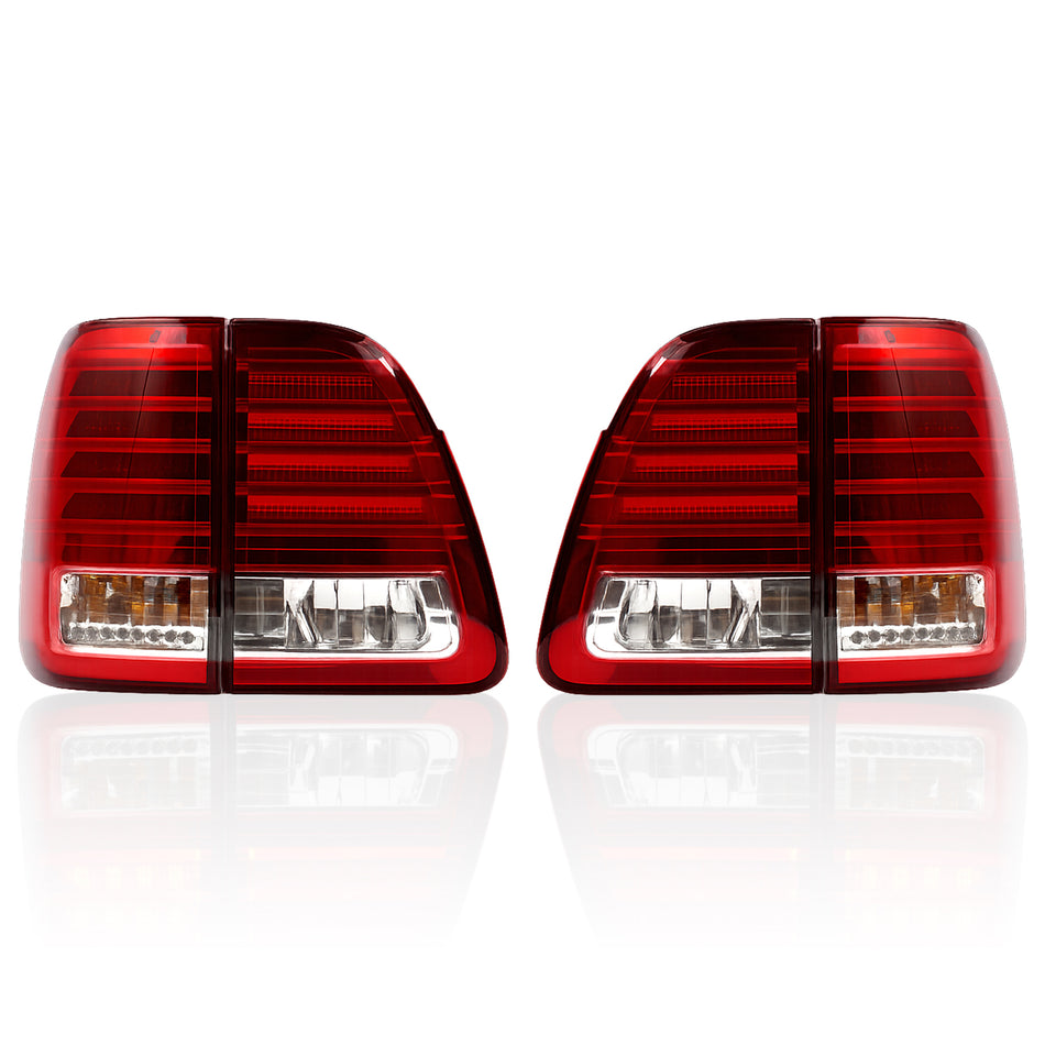 Toyota 100/105 Series Landcruiser (1998-2007) - Red & Clear LED Tail Lights (Pair)