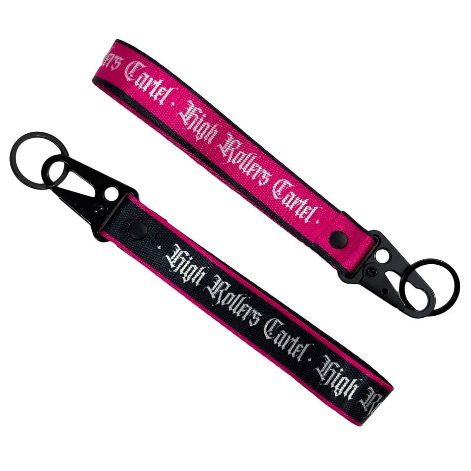 High Rollers Cartel Nylon Short Lanyard - Black/Pink